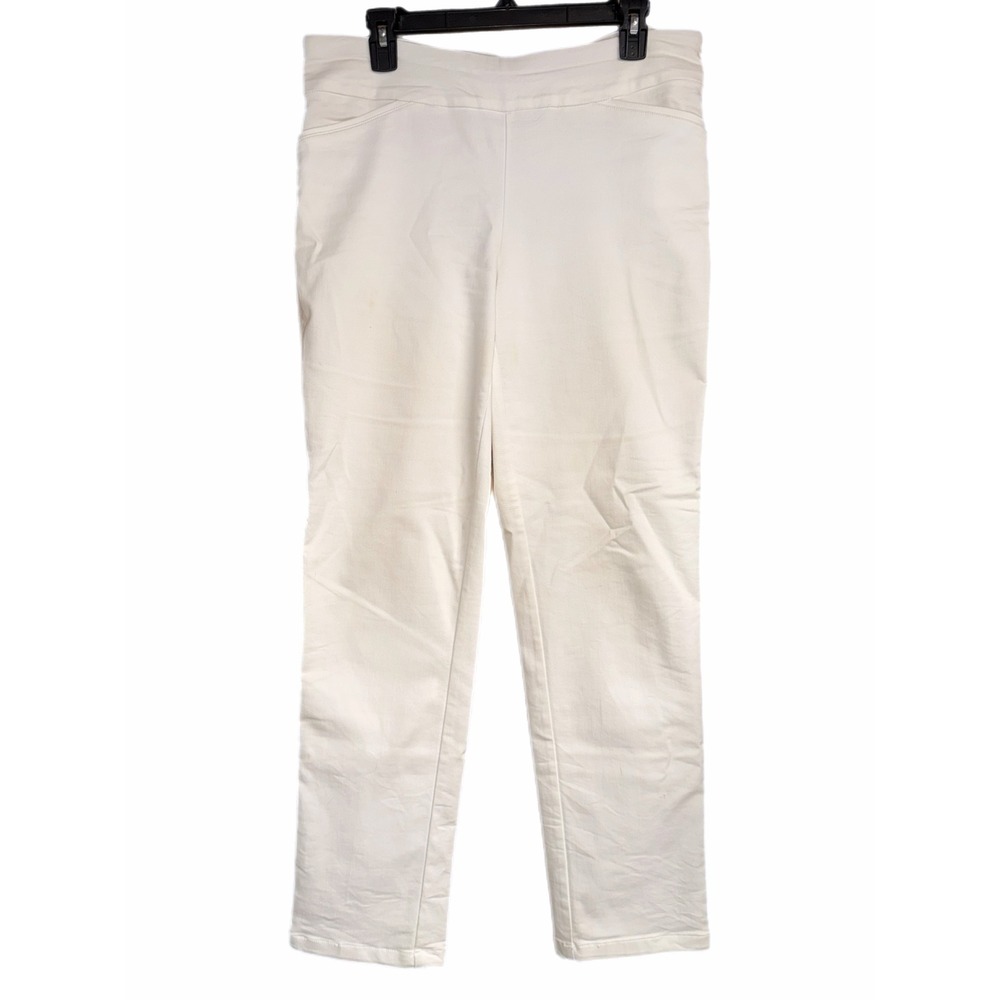 Croft & Barrow Effortless Stretch Pant White Straight Leg Pull On Trousers 12R